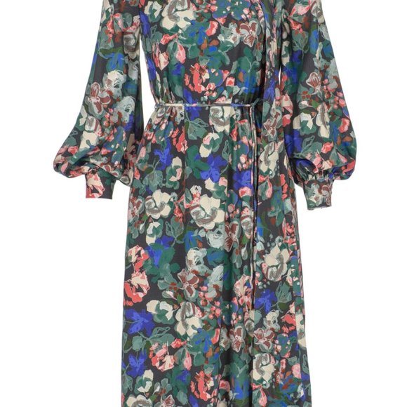 Flower Patterned Dress With Belt - Picture 4 of 4